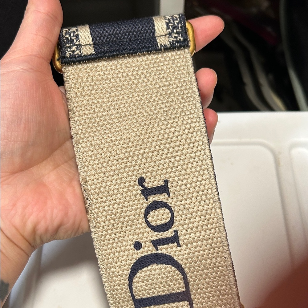 Dior Navy and Beige CHRISTIAN DIOR Woven Canvas Strap - Picture 11 of 12